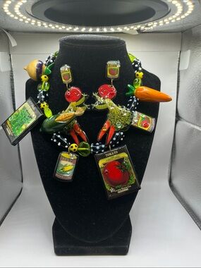 Designs From The Deep Vegetable Charm Necklace & Clip On Earrings